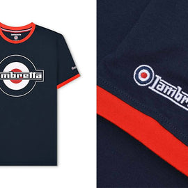 Camiseta Vintage Lambretta Target 60's Azul Marino y Rojo | MOTOBIKE RIOJA