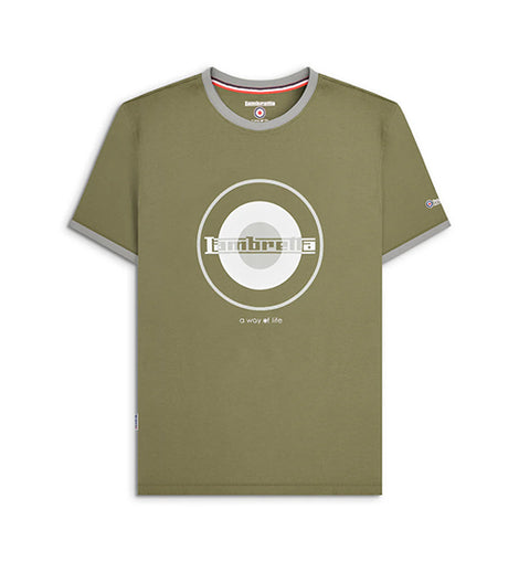 Camiseta Lambretta Target Logo Verde Army de Algodón para Hombre | MOTOBIKE RIOJA