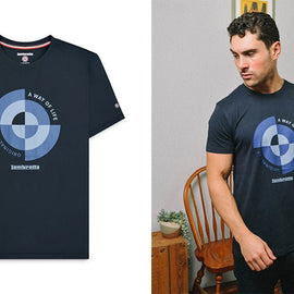 Camiseta Lambretta Target Quadrant Azul Marino para Hombre | MOTOBIKE RIOJA