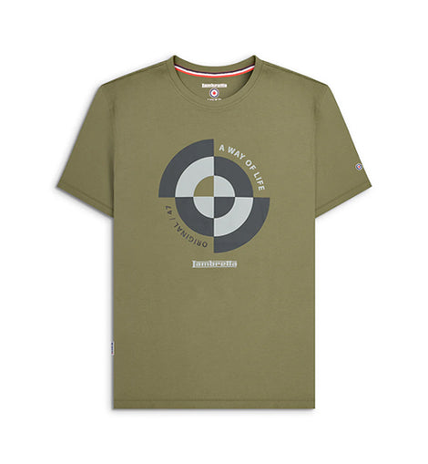 Camiseta Lambretta Target Quadrant Color Caqui para Hombre | MOTOBIKE RIOJA