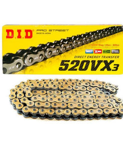Cadena Reforzada con Retenes DID VX3 520 ZB con Circlip Serie Oro | MOTOBIKE RIOJA