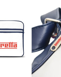 Bolsa de Vuelo Lambretta Clásica Vintage Azul y Blanca | MOTOBIKE RIOJA