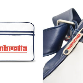 Bolsa de Vuelo Lambretta Clásica Vintage Azul y Blanca | MOTOBIKE RIOJA