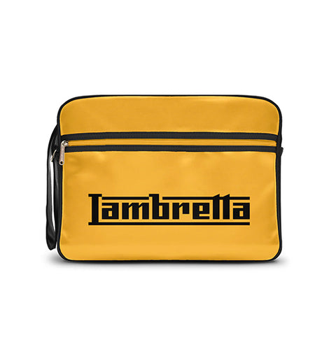 Bolsa de Vuelo Lambretta Clásica Vintage Negra y Mostaza | MOTOBIKE RIOJA