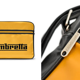 Bolsa de Vuelo Lambretta Clásica Vintage Negra y Mostaza | MOTOBIKE RIOJA