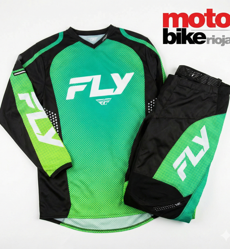 Kit FLY Racing F-16 Aqua/Negro/Blanco (Camiseta + Pantalón) | MOTOBIKE RIOJA