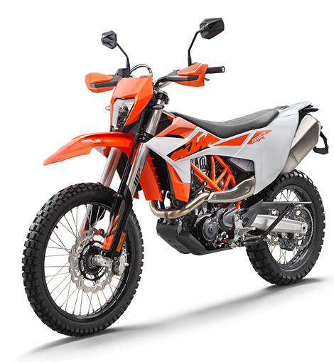 Moto trail KTM 690 Enduro R 2027 blanca, vista frontal izquierda