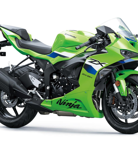 Kawasaki Ninja ZX-6R 2027 verde lima, vista frontal derecha