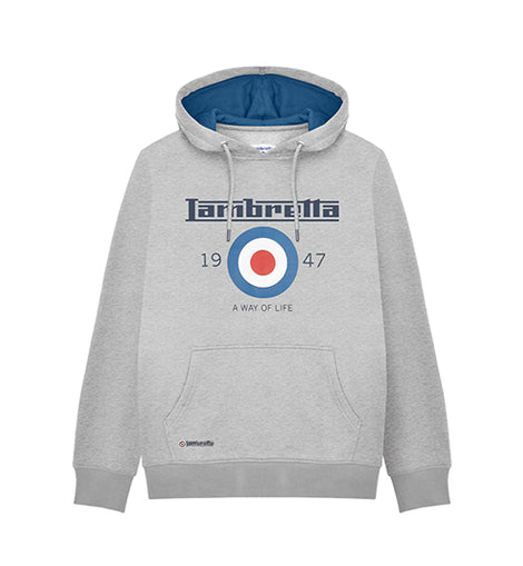 Sudadera con Capucha Lambretta Target 1947 Gris Mármol | MOTOBIKE RIOJA
