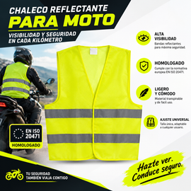 Chaleco reflectante de alta visibilidad para motorista | Motobike Rioja