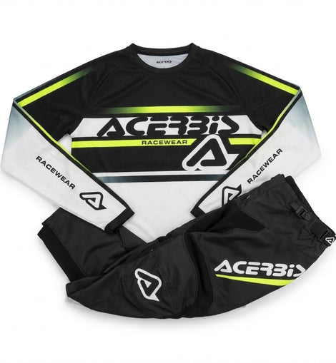 Conjunto Acerbis MX Linear (Camiseta + Pantalón) Negro/Blanco/Amarillo | MOTOBIKE RIOJA